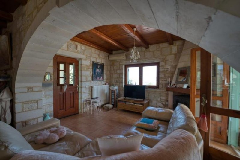 Vamos Kreta, Vamos: Möblierte Steinvilla mit Panoramablick auf Meer und Berge zu verkaufen Haus kaufen